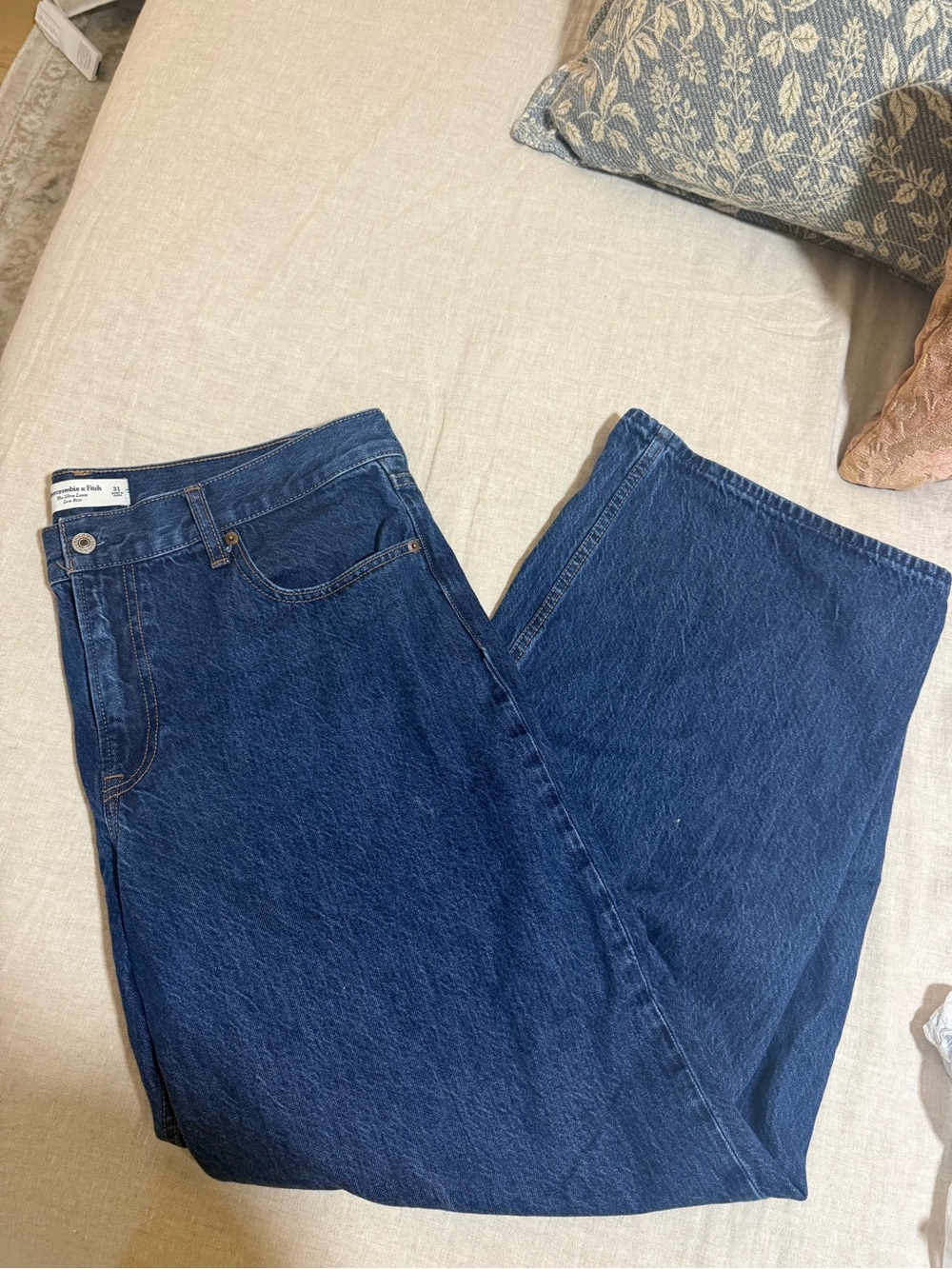 Abercrombie & Fitch Dark Blue Wide Leg Denim Jeans